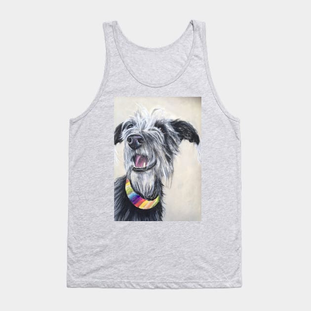 Scruffy Lurcher rainbow collar Tank Top by Merlinsmates